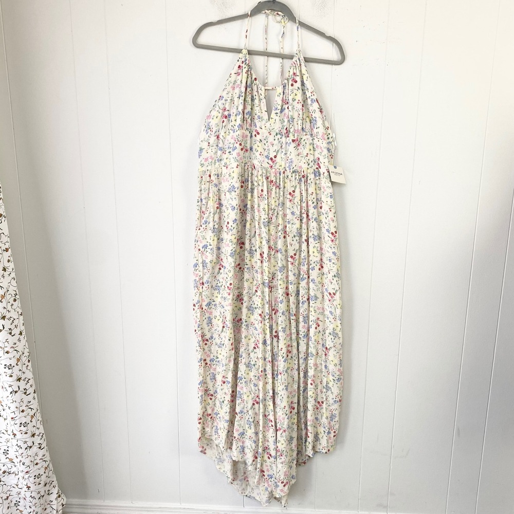 Arizona Jean Co Floral Halter Jumpsuit Cream Multi XXXL 3X NWT